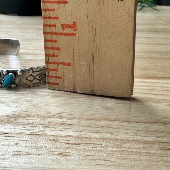 VTG Navajo Open Cuff Bracelet Size 5.75 Blue Turquoise 7 Cabs 925 Sterling 13.9g - Picture 12 of 12